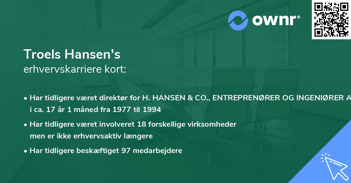 Troels Hansen's erhvervskarriere kort