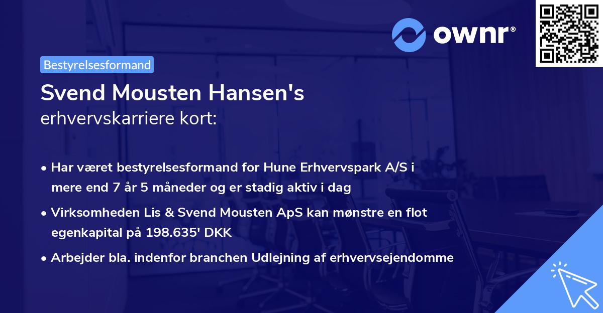 Svend Mousten Hansen's erhvervskarriere kort