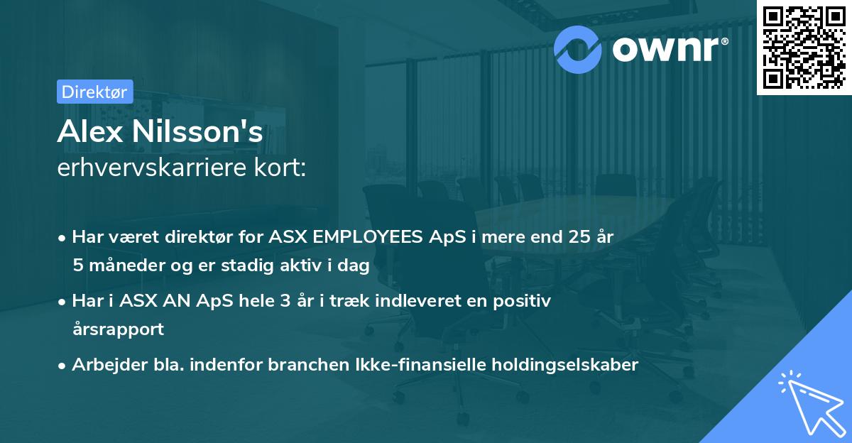 Alex Nilsson's erhvervskarriere kort