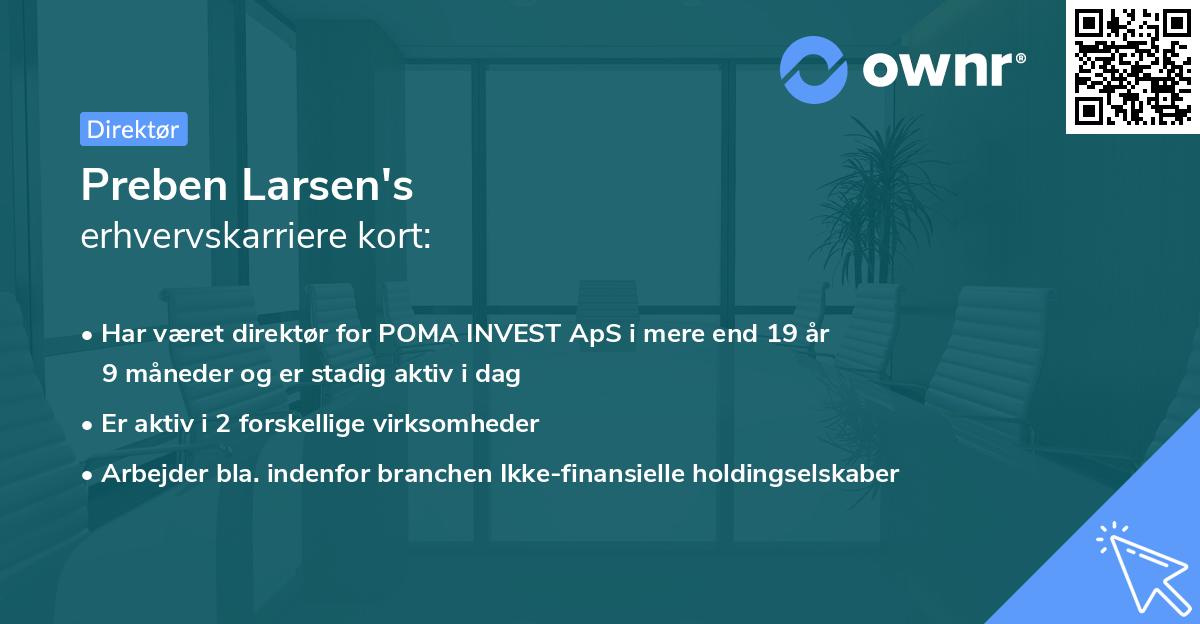 Preben Larsen's erhvervskarriere kort