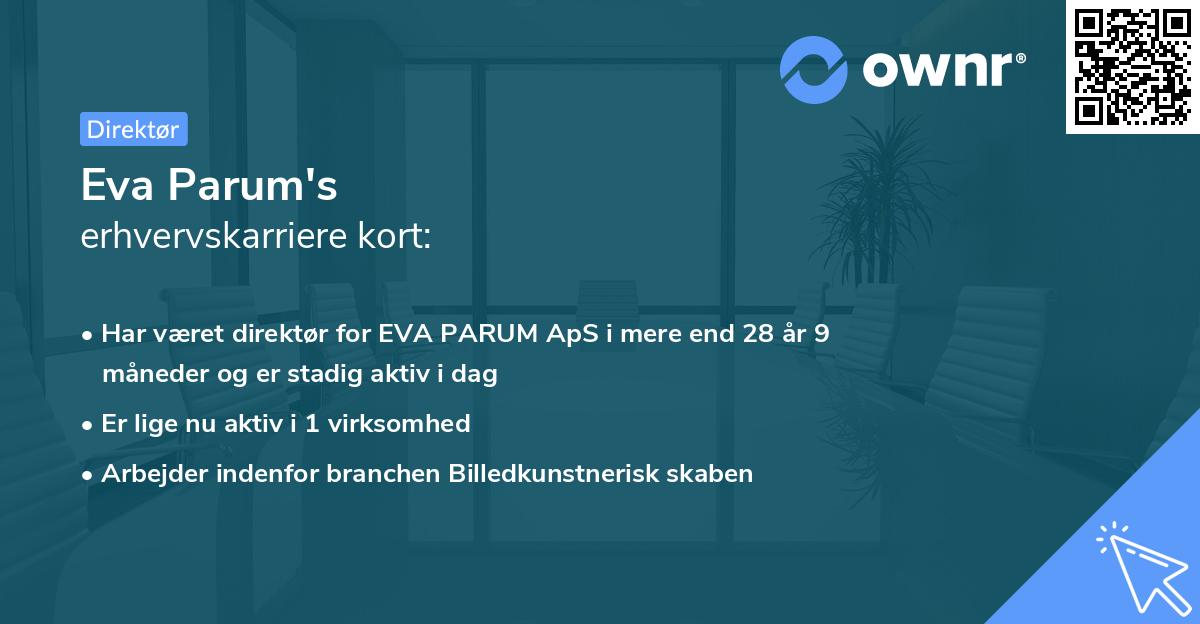 Eva Parum's erhvervskarriere kort