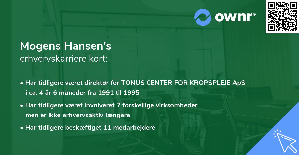 Mogens Hansen's erhvervskarriere kort