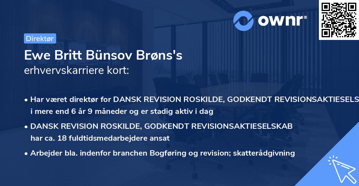 Ewe Britt Bünsov Brøns's erhvervskarriere kort