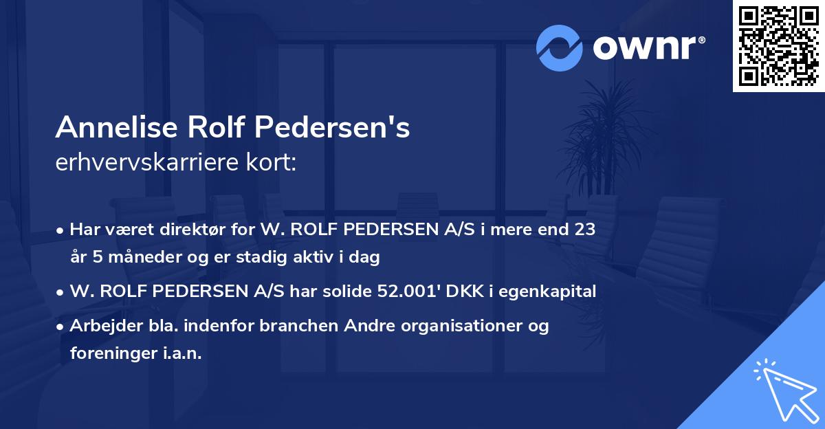 Annelise Rolf Pedersen's erhvervskarriere kort