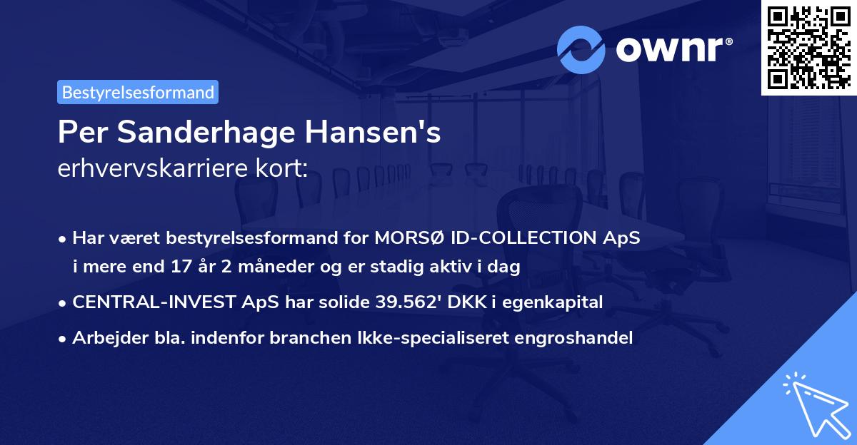 Per Sanderhage Hansen's erhvervskarriere kort