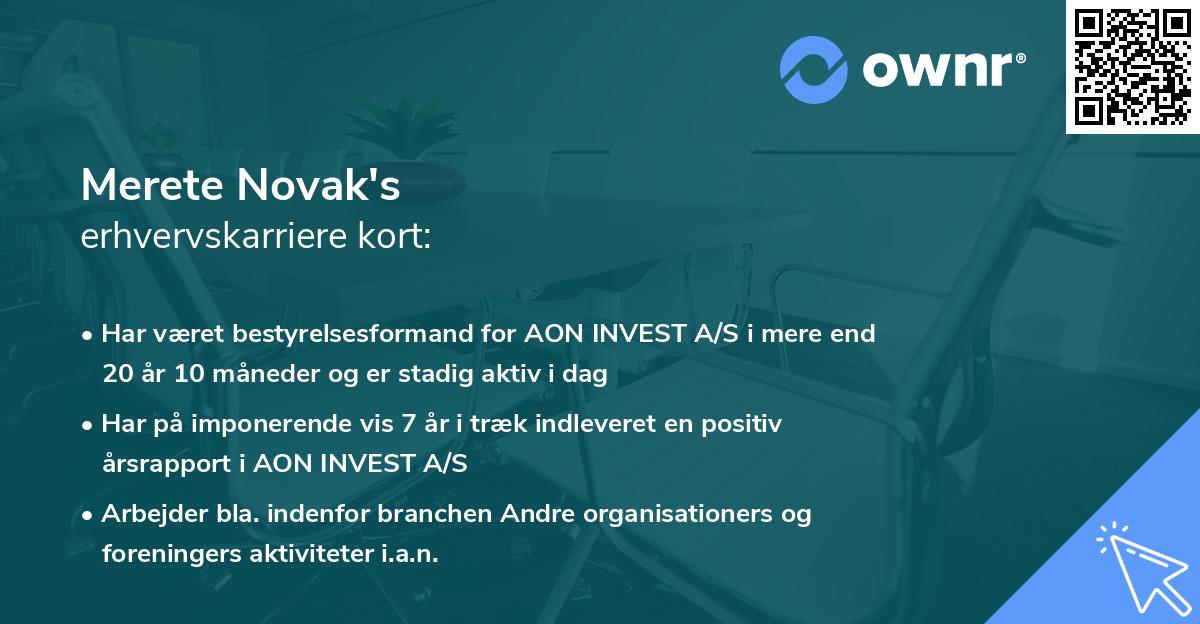 Merete Novak's erhvervskarriere kort