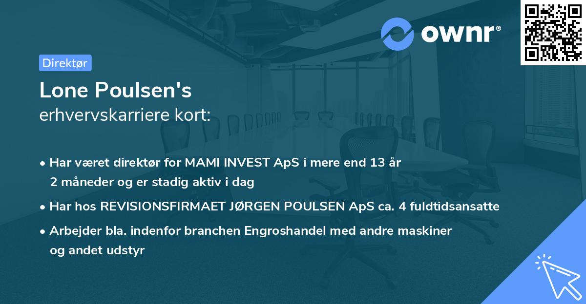Lone Poulsen's erhvervskarriere kort