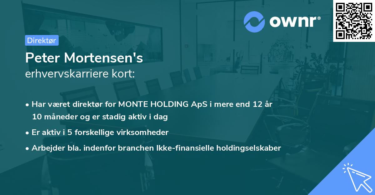 Peter Mortensen's erhvervskarriere kort