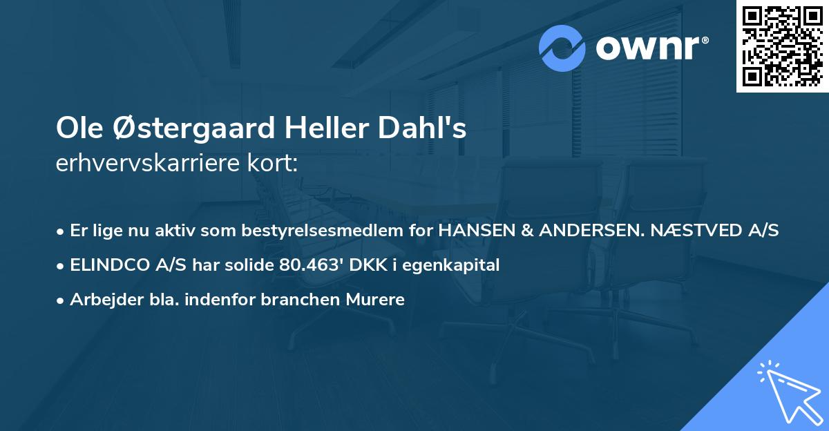 Ole Østergaard Heller Dahl's erhvervskarriere kort