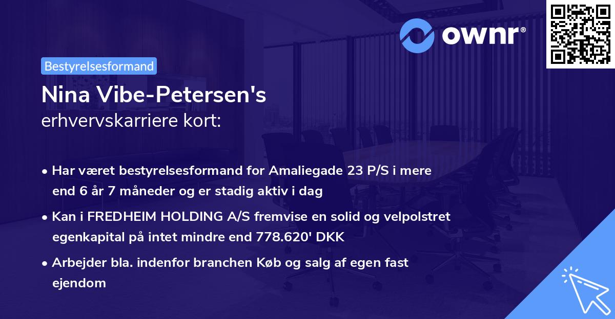 Nina Vibe-Petersen's erhvervskarriere kort