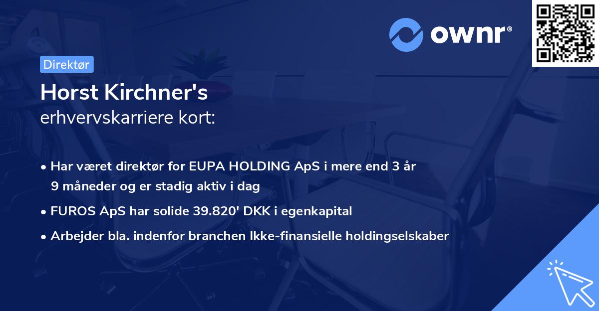 Horst Kirchner's erhvervskarriere kort