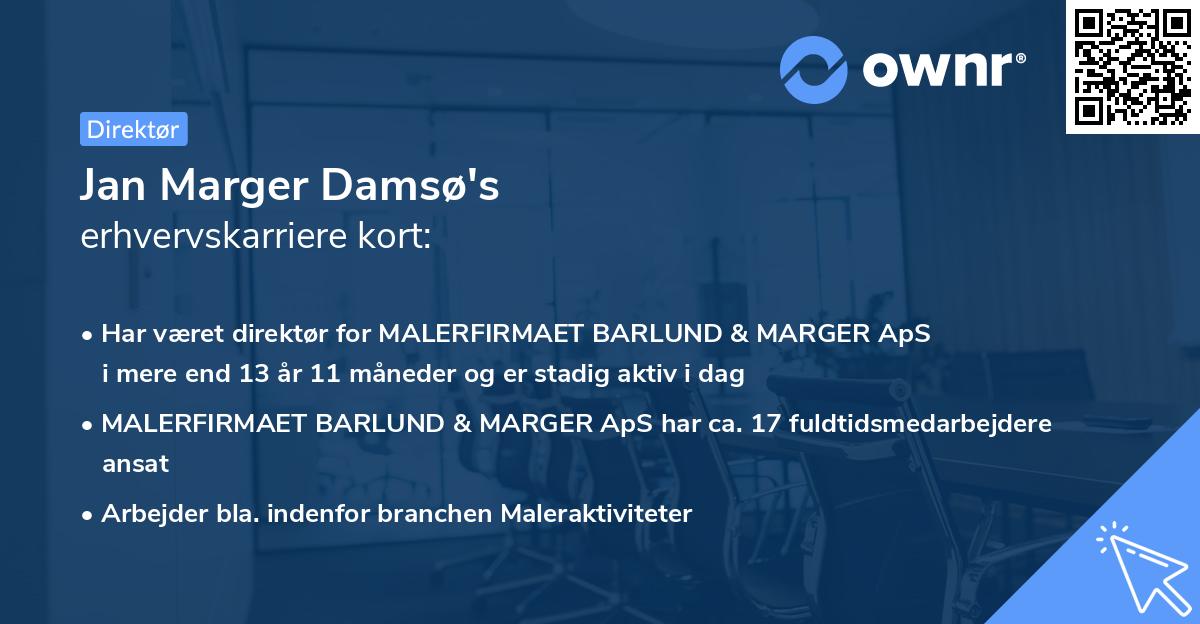 Jan Marger Damsø's erhvervskarriere kort