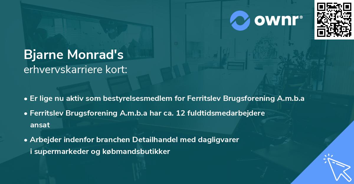 Bjarne Monrad's erhvervskarriere kort