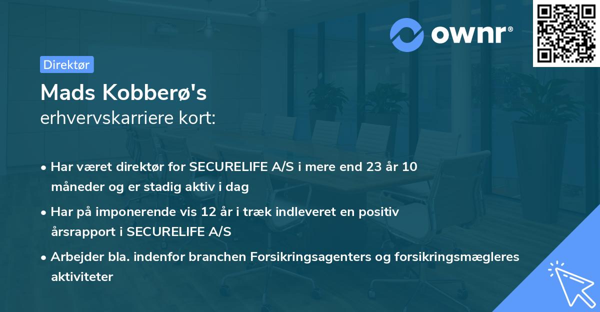Mads Kobberø's erhvervskarriere kort