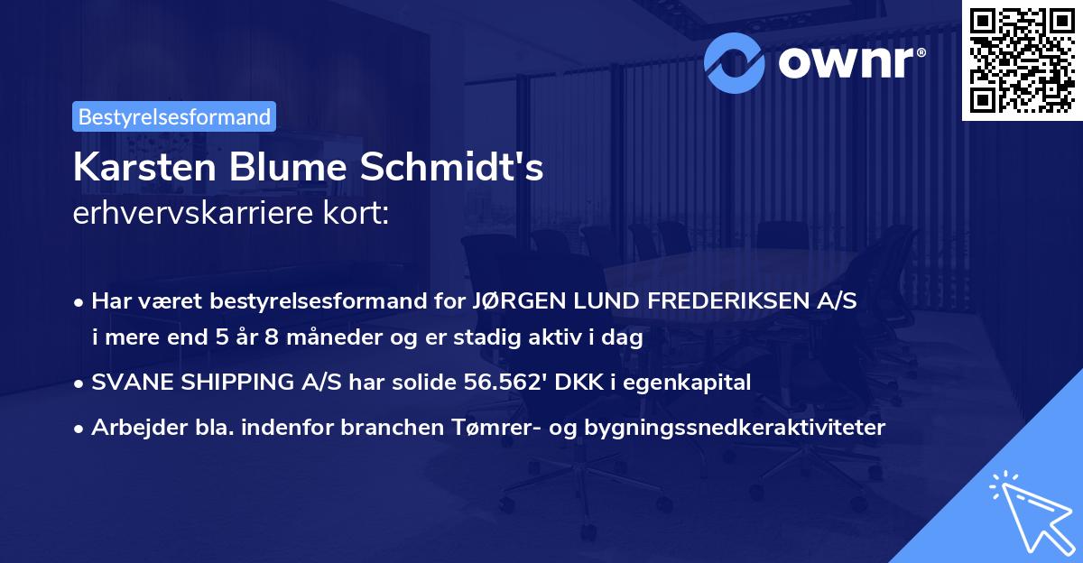 Karsten Blume Schmidt's erhvervskarriere kort