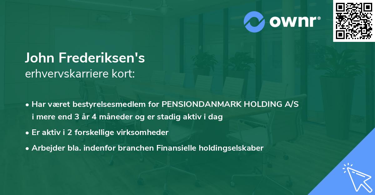 John Frederiksen's erhvervskarriere kort