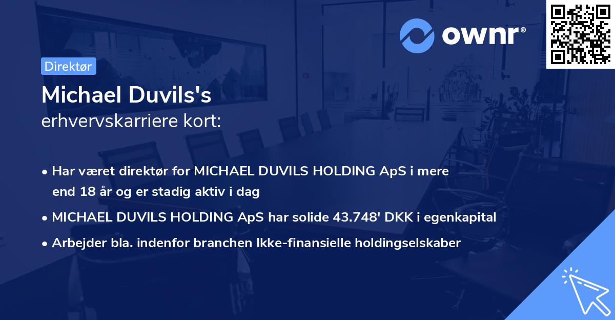 Michael Duvils's erhvervskarriere kort