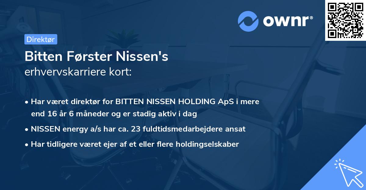 Bitten Førster Nissen's erhvervskarriere kort