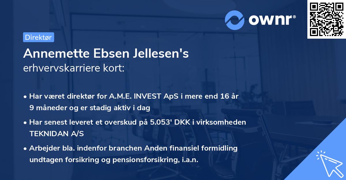 Annemette Ebsen Jellesen's erhvervskarriere kort