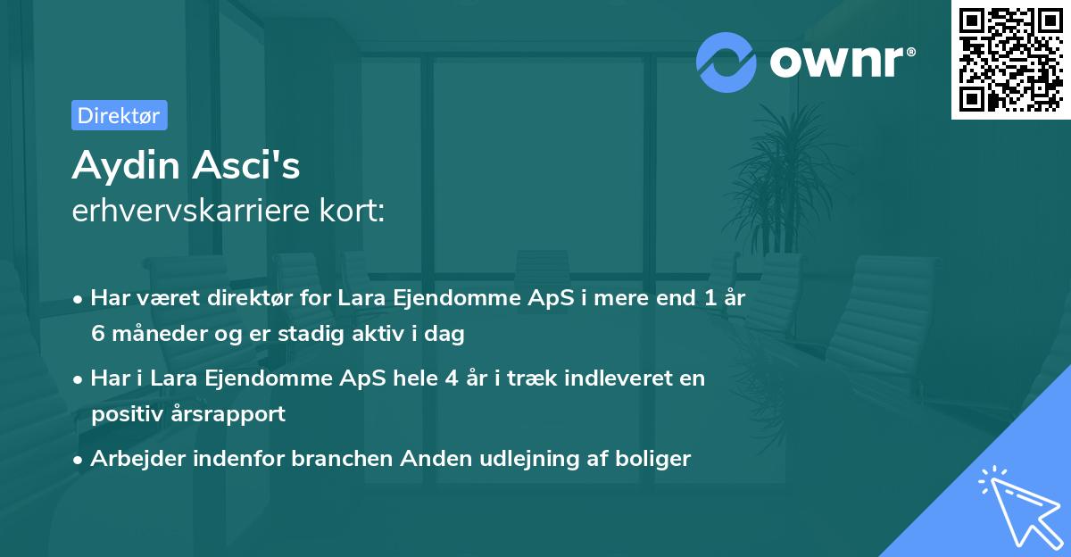 Aydin Asci's erhvervskarriere kort