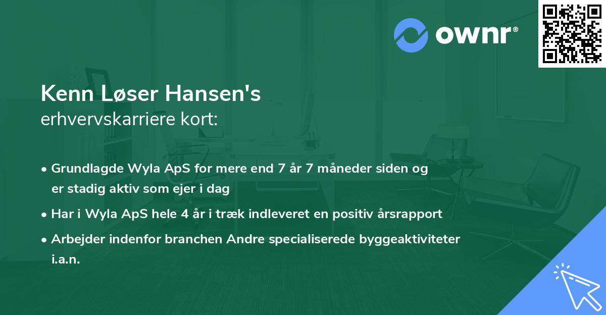 Kenn Løser Hansen's erhvervskarriere kort