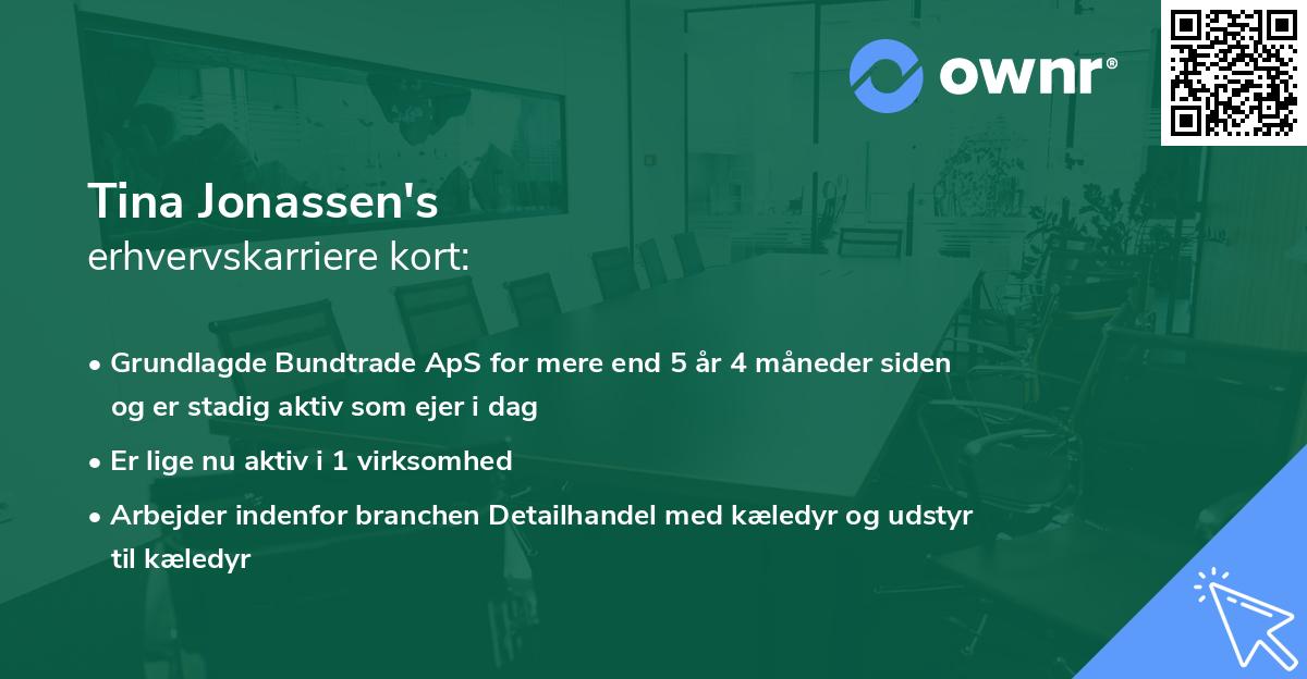 Tina Jonassen's erhvervskarriere kort