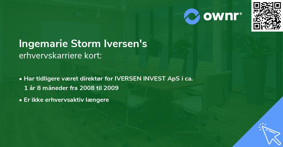 Ingemarie Storm Iversen's erhvervskarriere kort