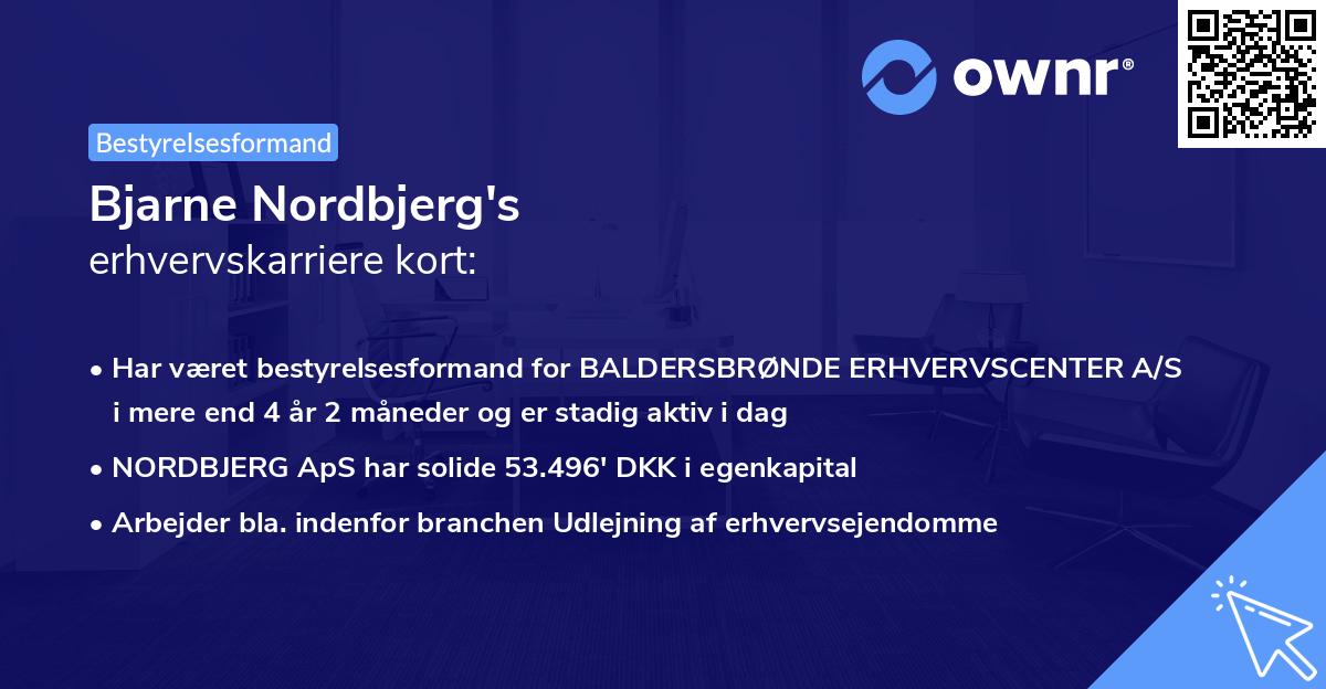 Bjarne Nordbjerg's erhvervskarriere kort