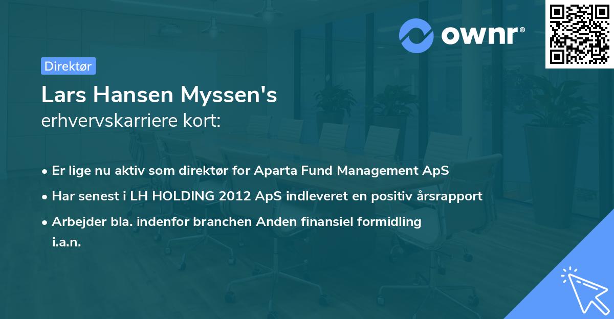 Lars Hansen Myssen's erhvervskarriere kort