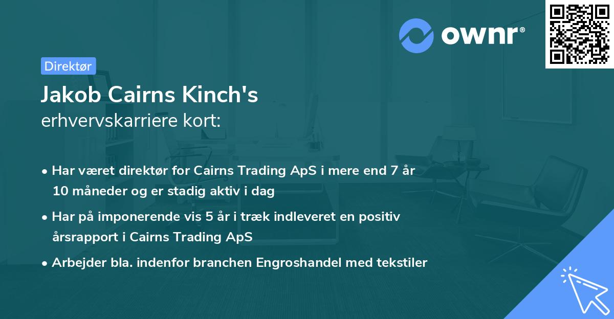 Jakob Cairns Kinch's erhvervskarriere kort