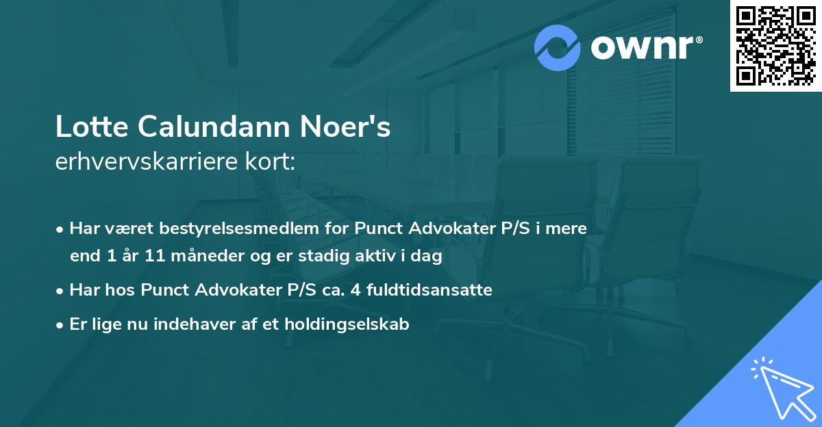 Lotte Calundann Noer's erhvervskarriere kort