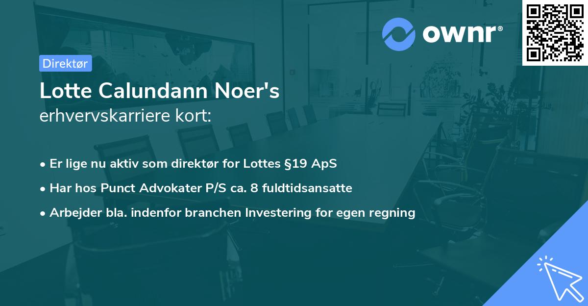 Lotte Calundann Noer's erhvervskarriere kort