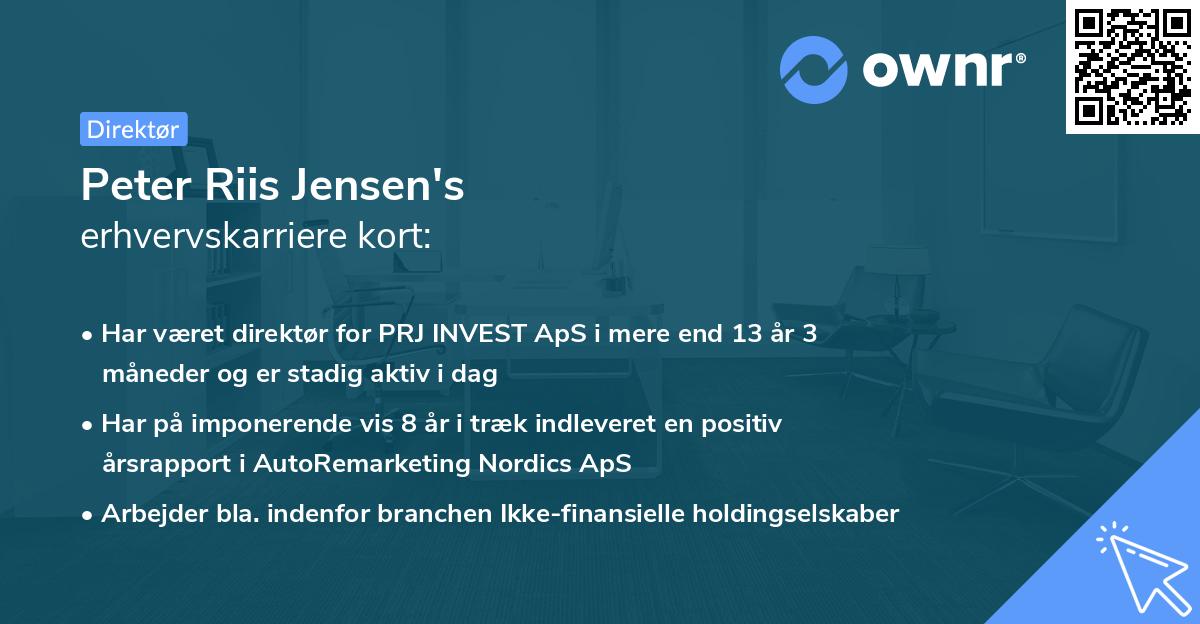 Peter Riis Jensen's erhvervskarriere kort