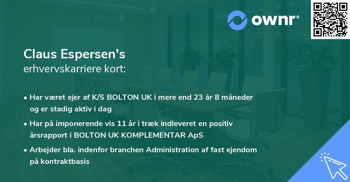 Claus Espersen's erhvervskarriere kort