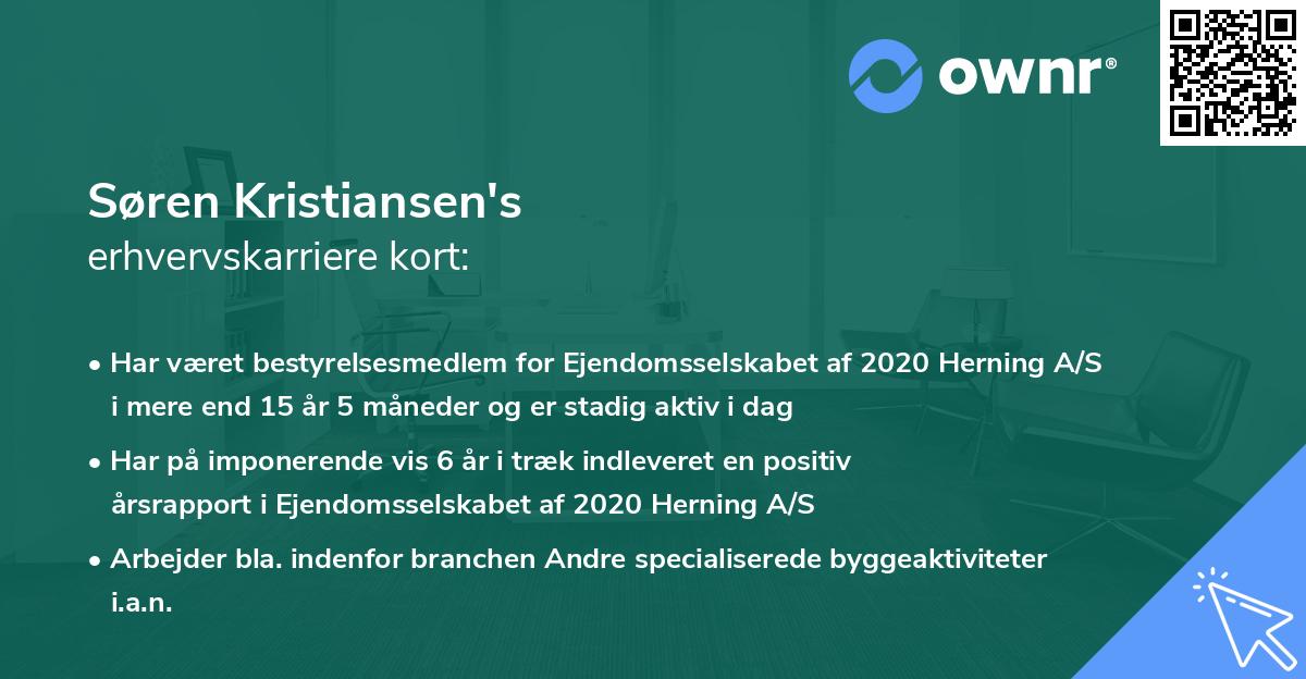 Søren Kristiansen's erhvervskarriere kort