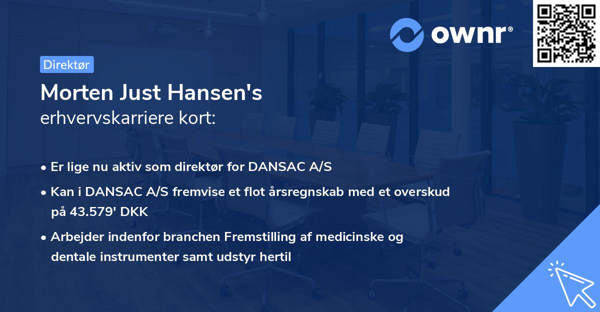 Morten Just Hansen's erhvervskarriere kort