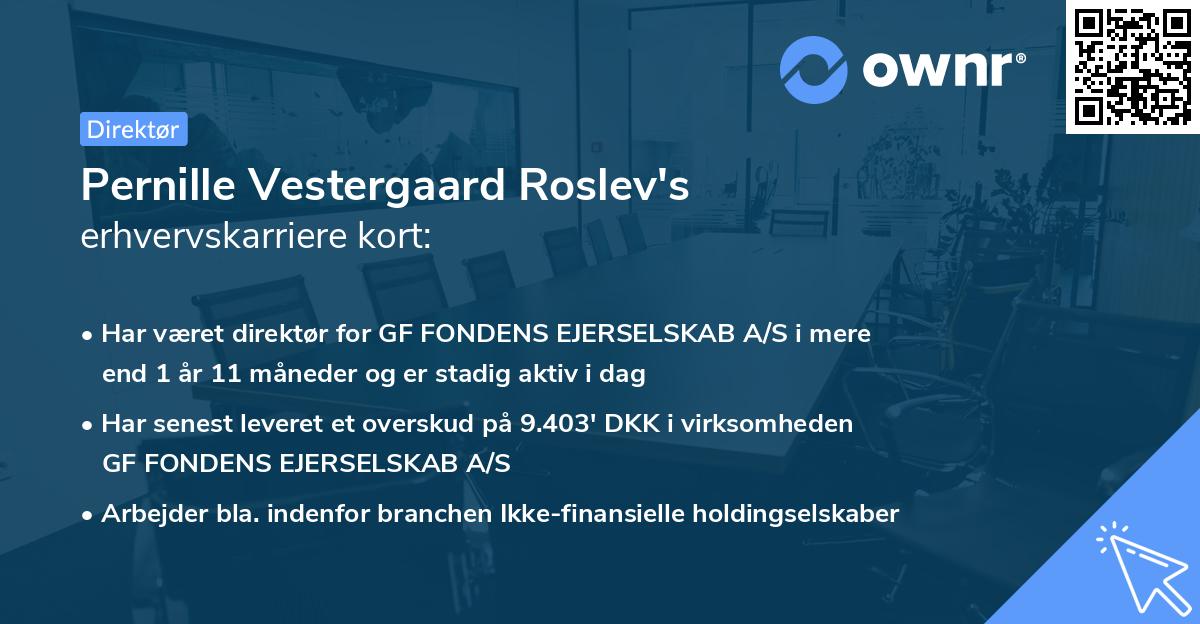 Pernille Vestergaard Roslev's erhvervskarriere kort