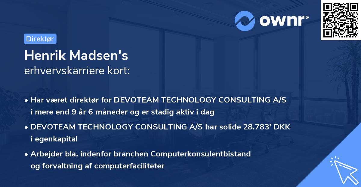 Henrik Madsen's erhvervskarriere kort