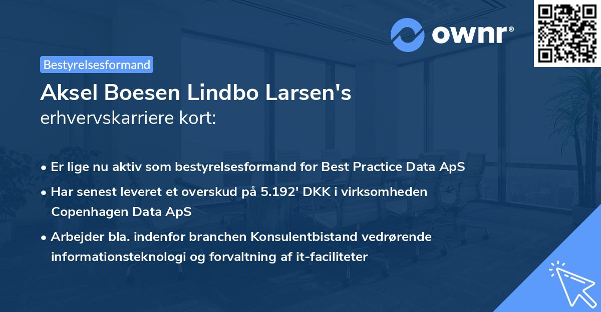 Aksel Boesen Lindbo Larsen's erhvervskarriere kort