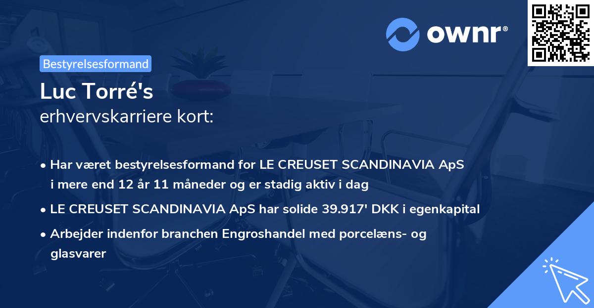 Luc Torré's erhvervskarriere kort