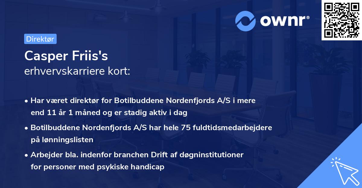 Casper Friis's erhvervskarriere kort