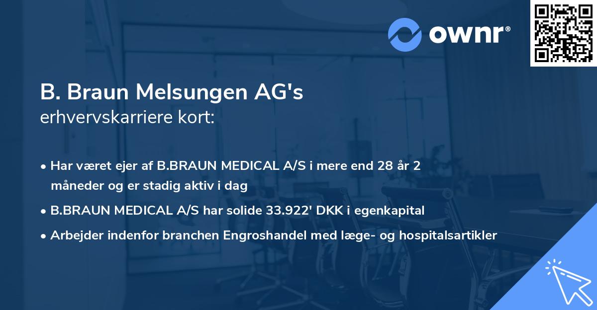 B. Braun Melsungen AG's erhvervskarriere kort