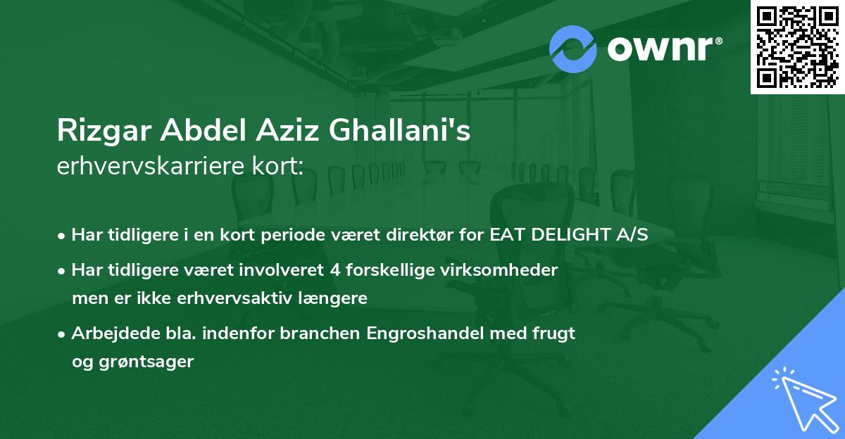 Rizgar Abdel Aziz Ghallani's erhvervskarriere kort