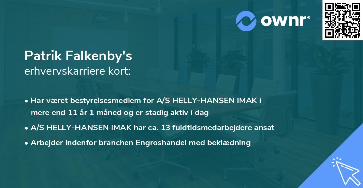Patrik Falkenby's erhvervskarriere kort