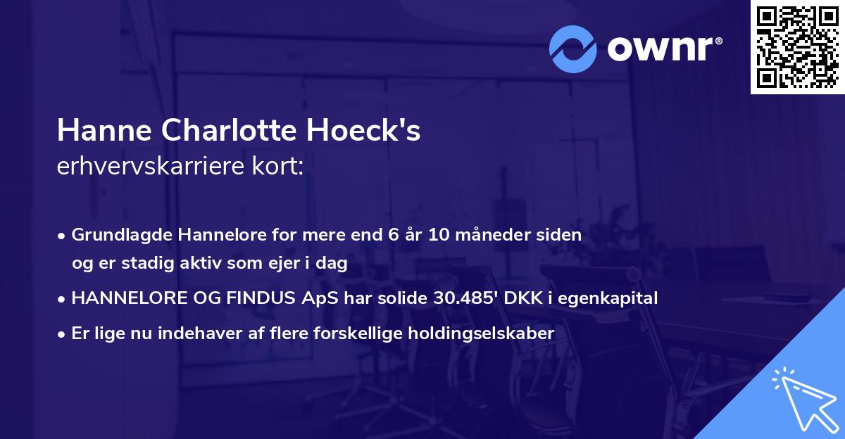 Hanne Charlotte Hoeck's erhvervskarriere kort