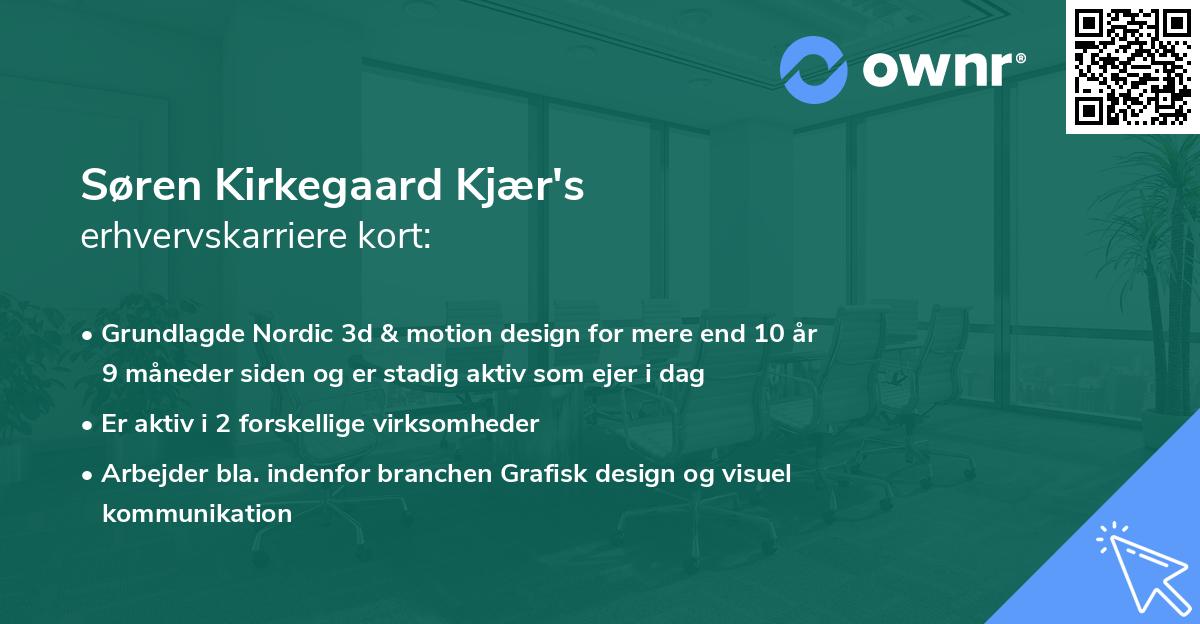 Søren Kirkegaard Kjær's erhvervskarriere kort