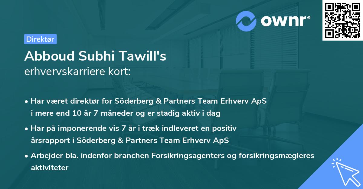 Abboud Subhi Tawill's erhvervskarriere kort