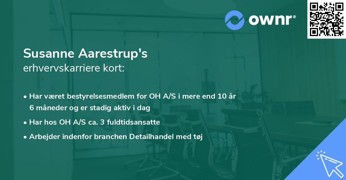 Susanne Aarestrup's erhvervskarriere kort