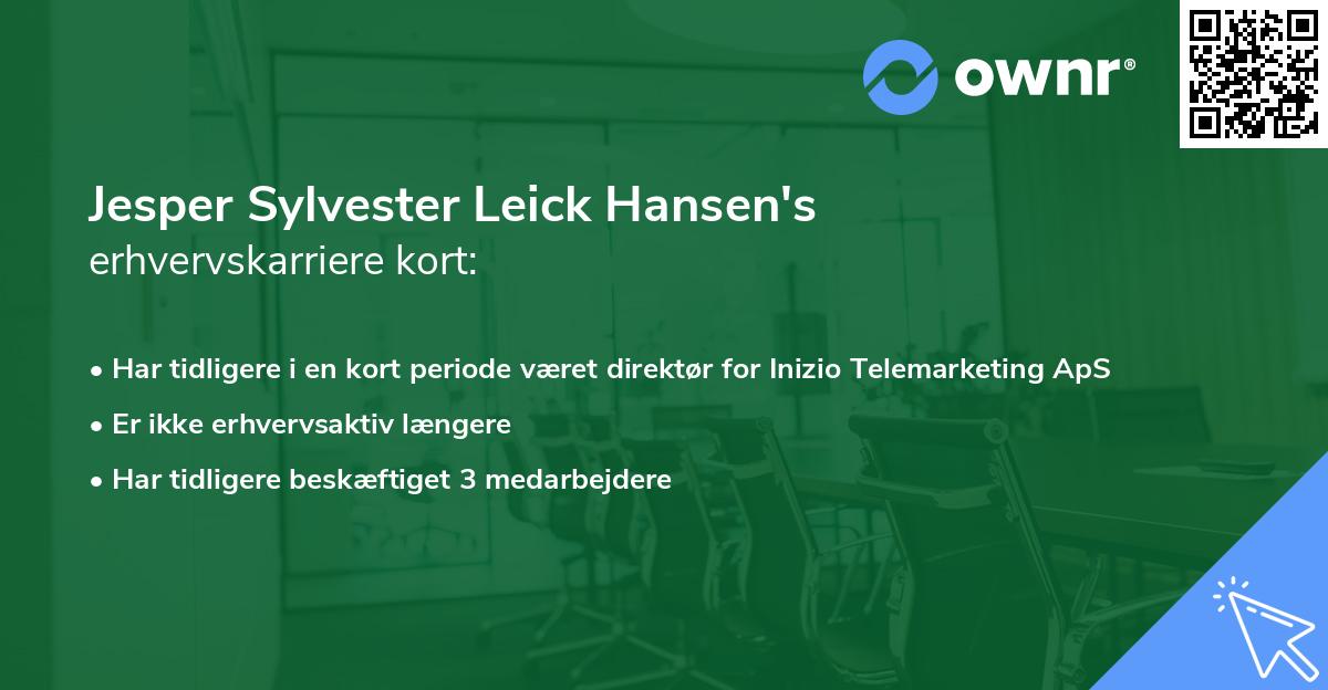 Jesper Sylvester Leick Hansen's erhvervskarriere kort
