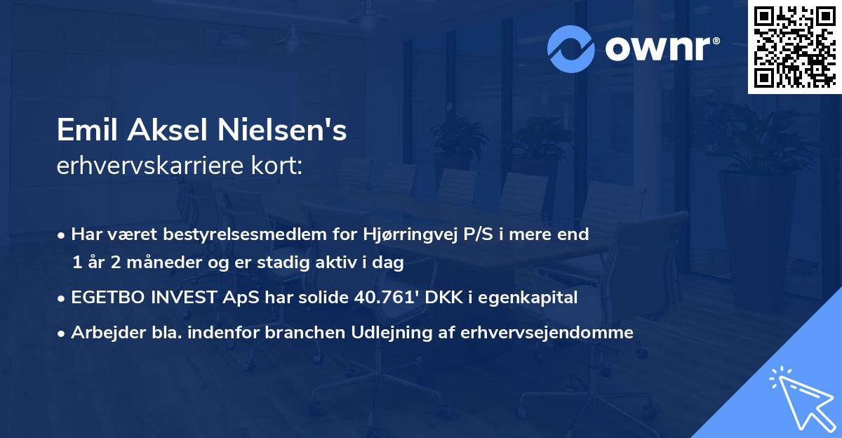 Emil Aksel Nielsen's erhvervskarriere kort
